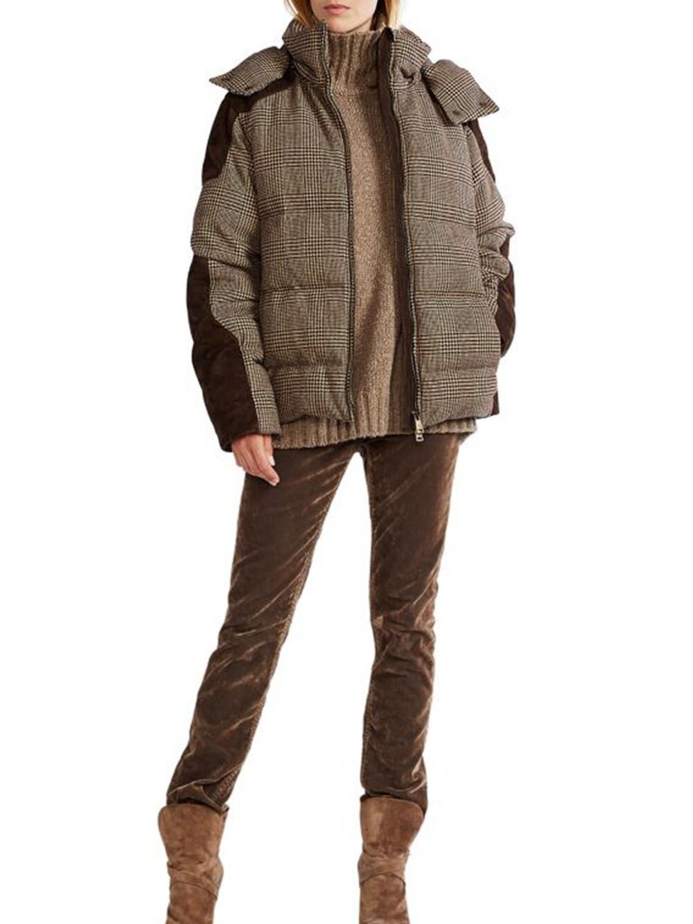 NEW $2690 Ralph Lauren Masina PURPLE LABEL Collection Puffer Jacket 10 Wool Plai